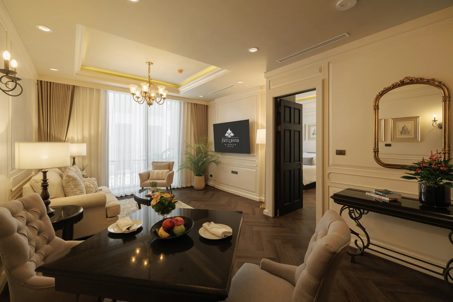 Comfortable living area in our Urban Suite at a boutique luxury hotel in Nimman.